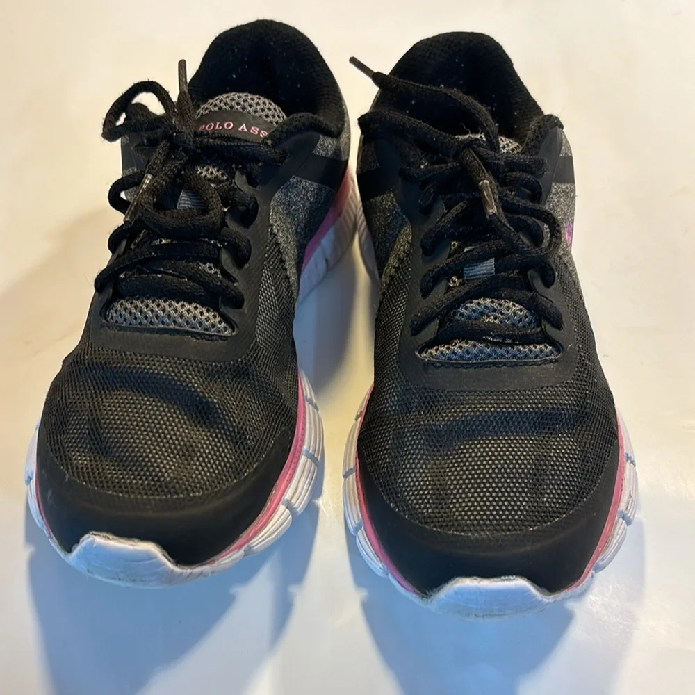 US Polo Association athletic shoes black, grey, pink and white size 7 1/2